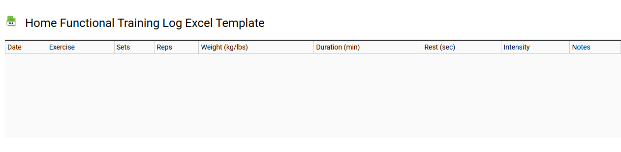 Home functional training log Excel template