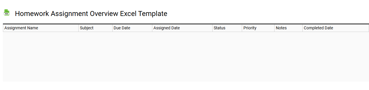 Homework assignment overview Excel template