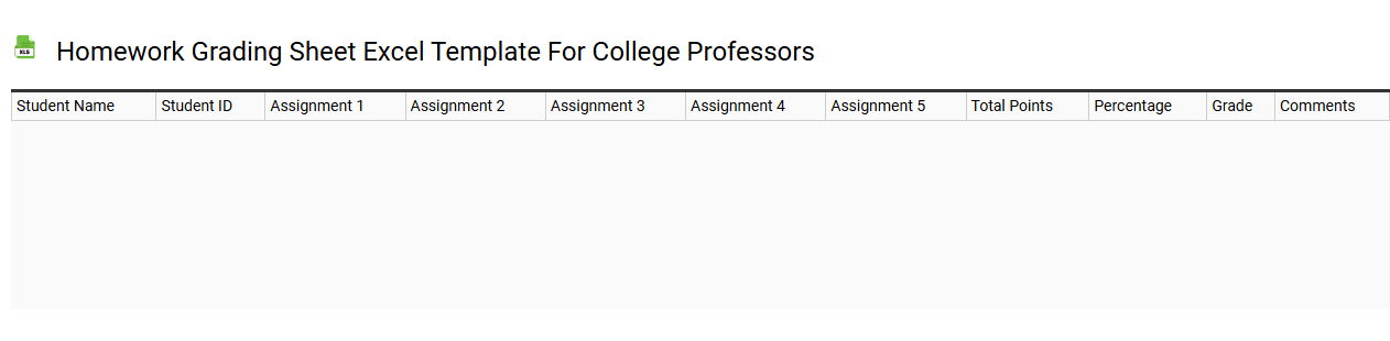 Homework grading sheet Excel template for college professors