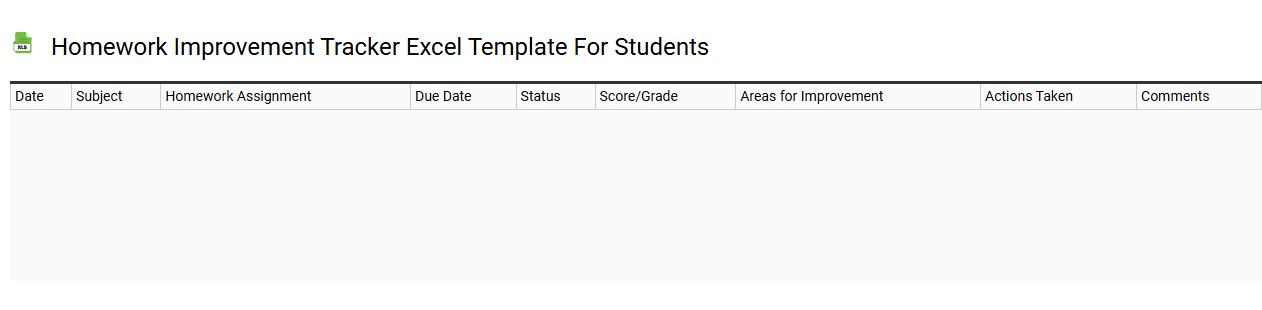 Homework improvement tracker Excel template for students