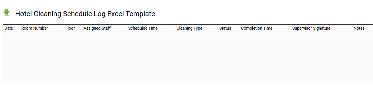 Hotel cleaning schedule log Excel template
