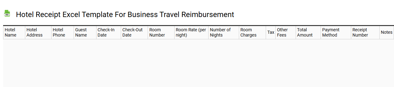 Hotel receipt Excel template for business travel reimbursement