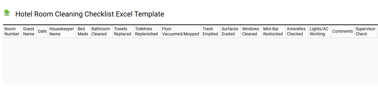 Hotel room cleaning checklist Excel template