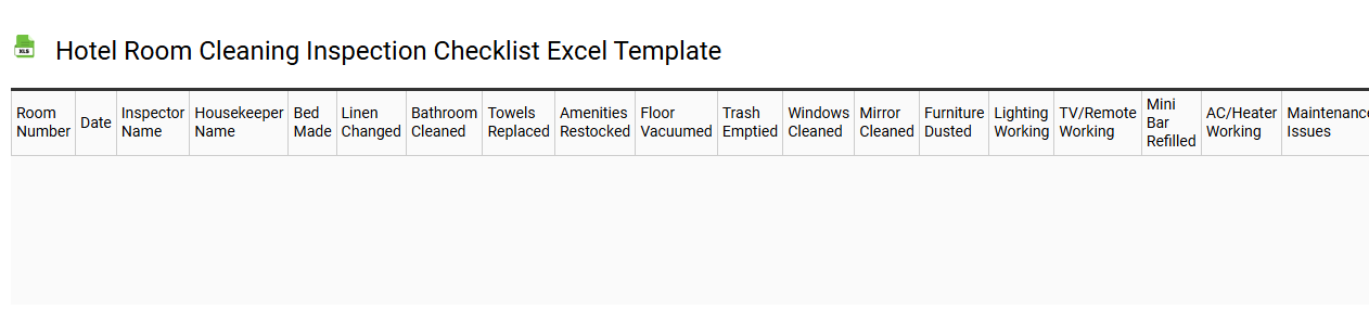 Hotel room cleaning inspection checklist Excel template