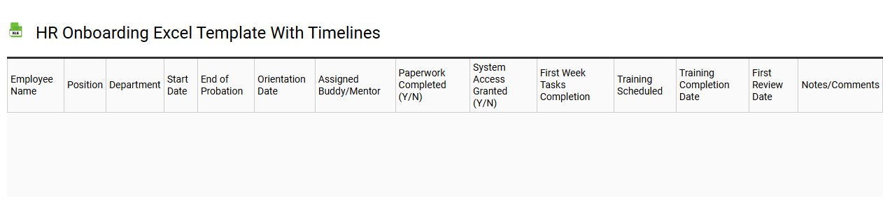 HR onboarding Excel template with timelines
