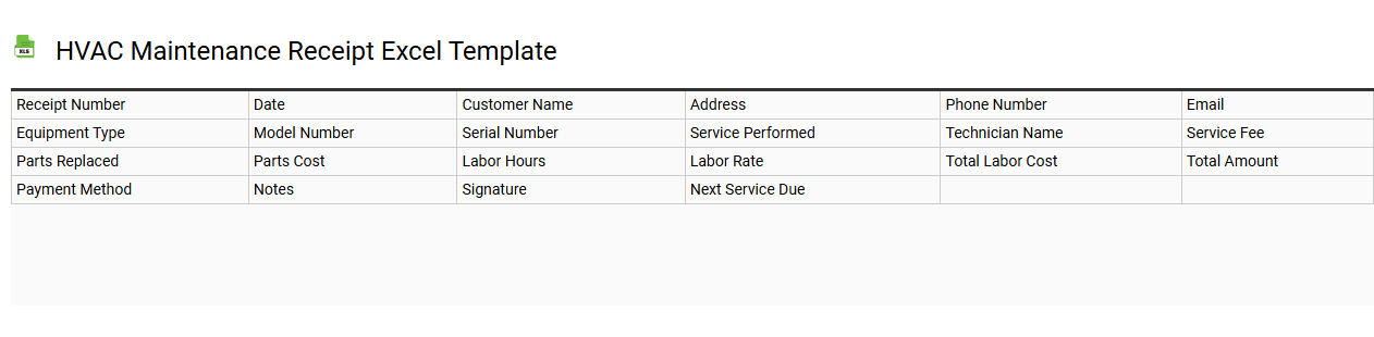 HVAC maintenance receipt Excel template
