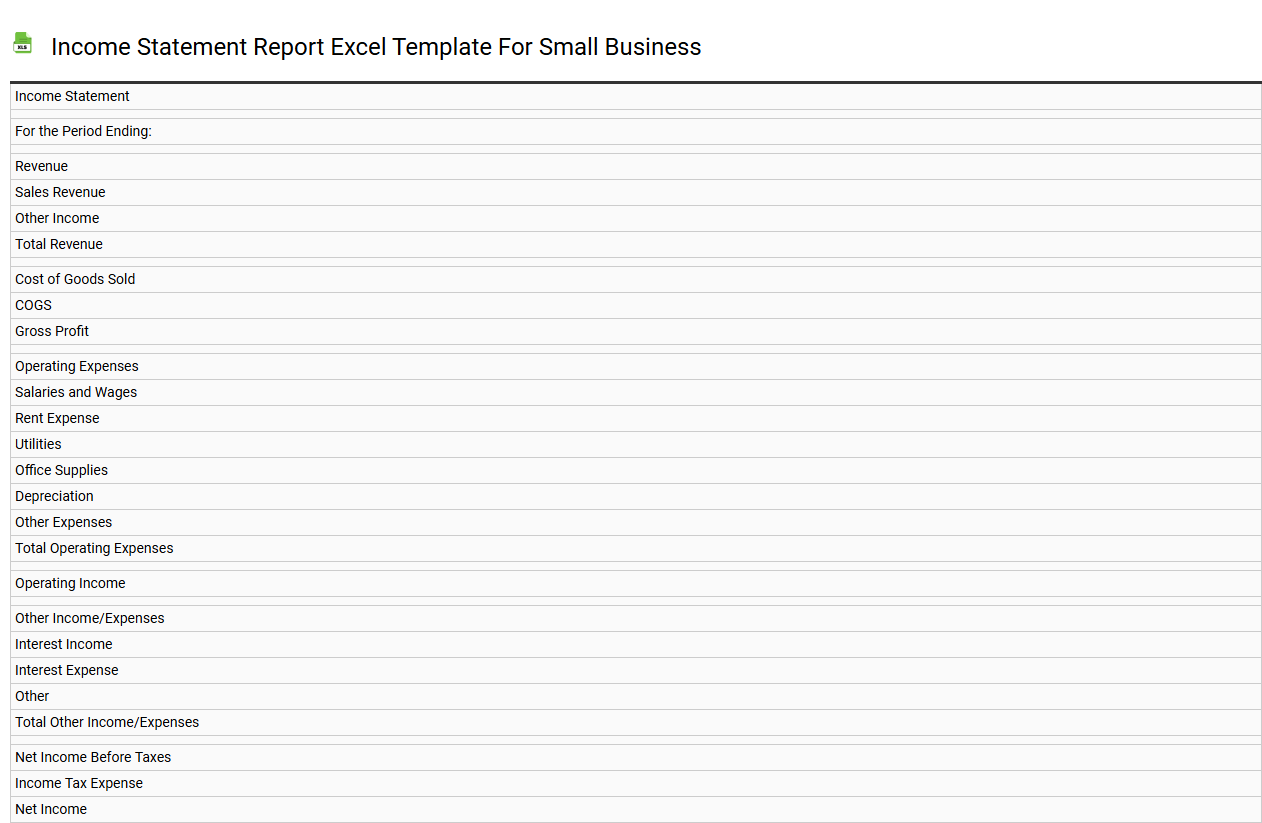 Income statement report Excel template for small business