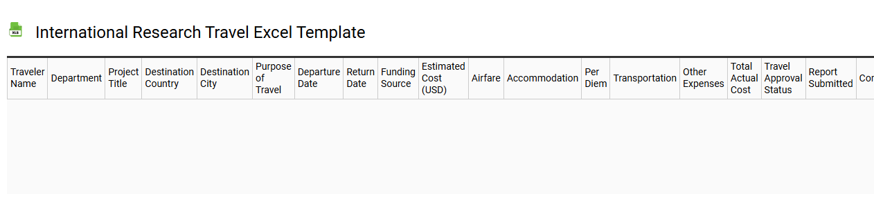 International research travel Excel template