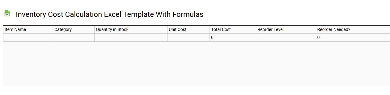 Inventory cost calculation Excel template with formulas