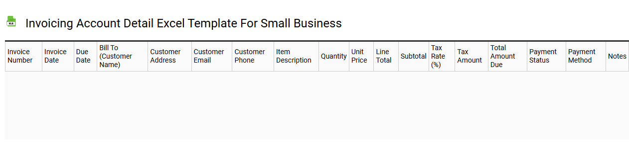 Invoicing account detail Excel template for small business