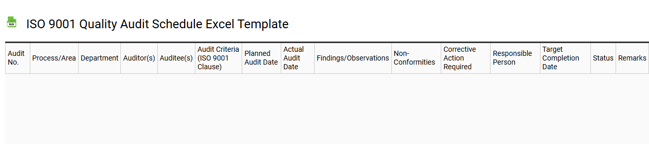 ISO 9001 quality audit schedule Excel template