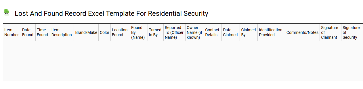 Lost and found record Excel template for residential security