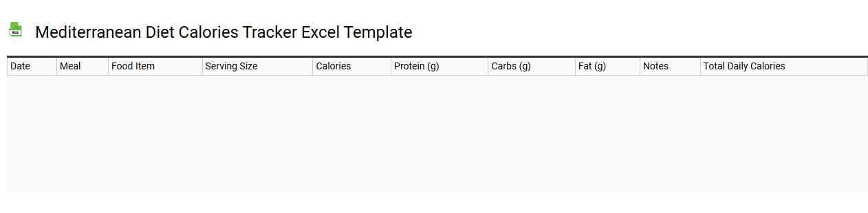 Mediterranean diet calories tracker Excel template