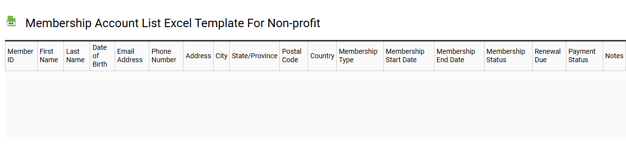 Membership account list Excel template for non-profit