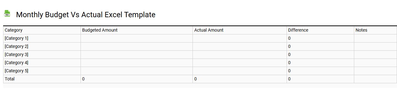Monthly budget vs actual Excel template