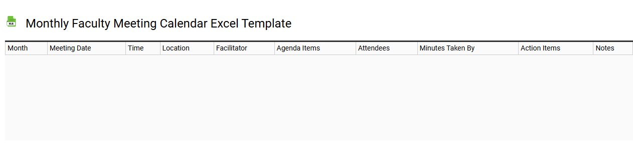Monthly faculty meeting calendar Excel template