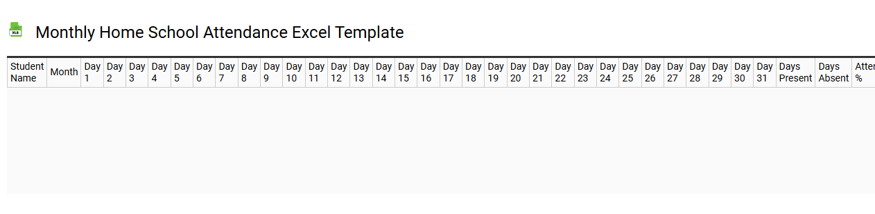 Monthly home school attendance Excel template