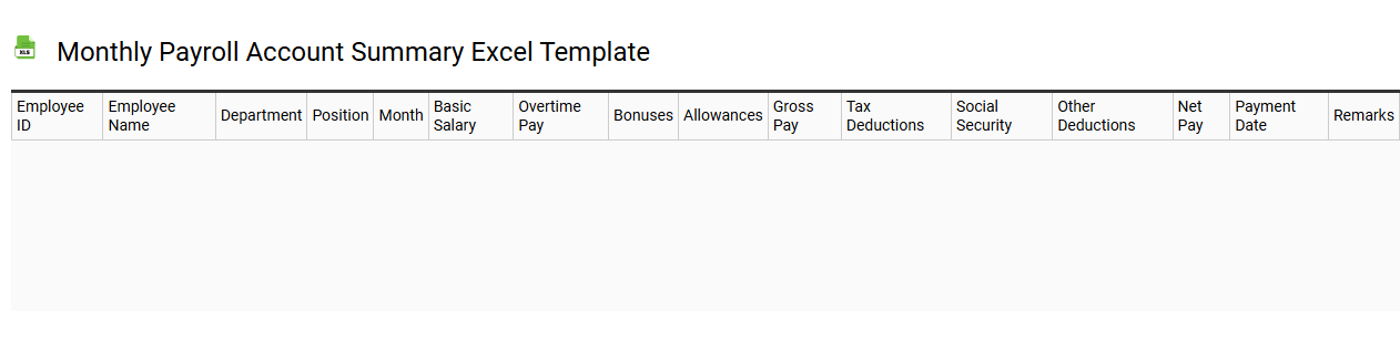 Monthly payroll account summary Excel template
