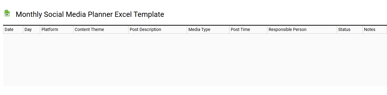 Monthly social media planner Excel template