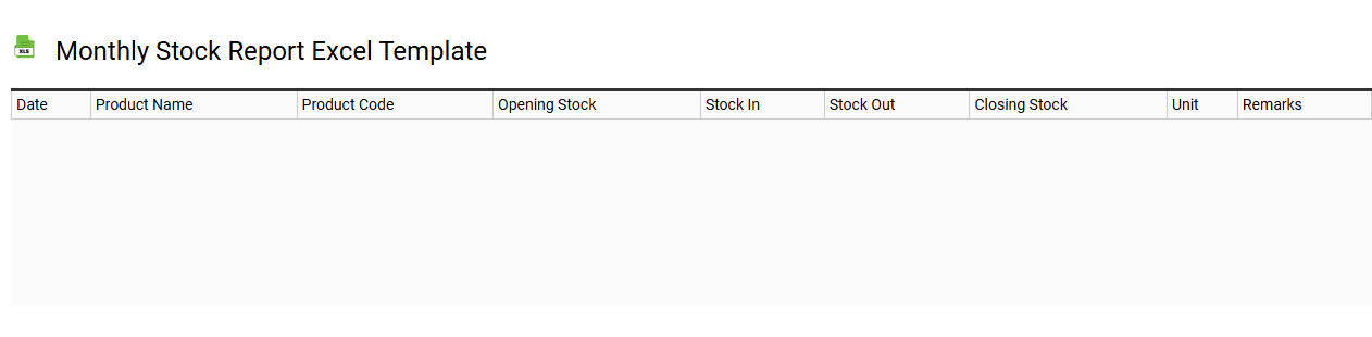 Monthly stock report Excel template