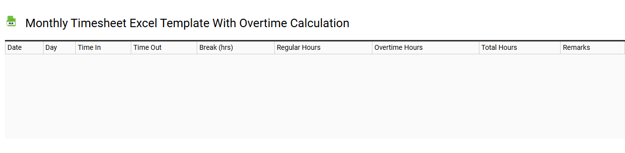 Monthly timesheet Excel template with overtime calculation
