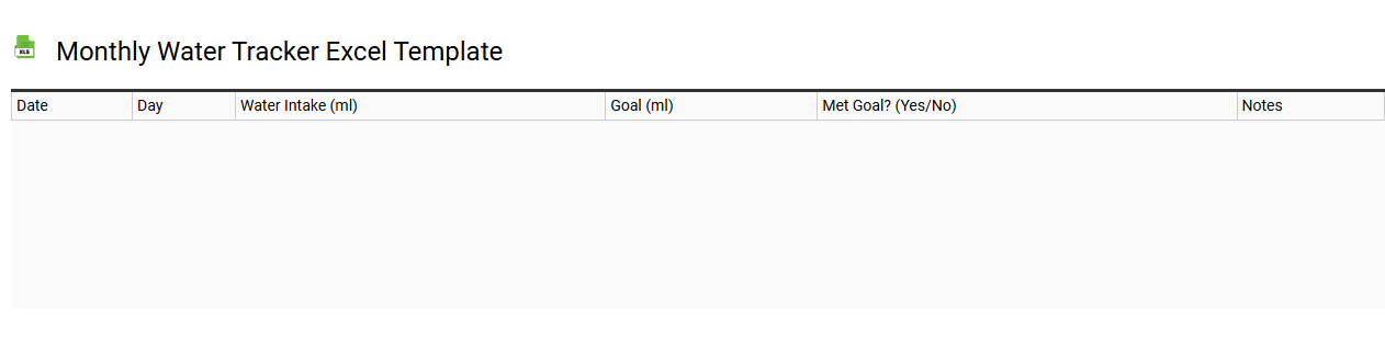 Monthly water tracker Excel template