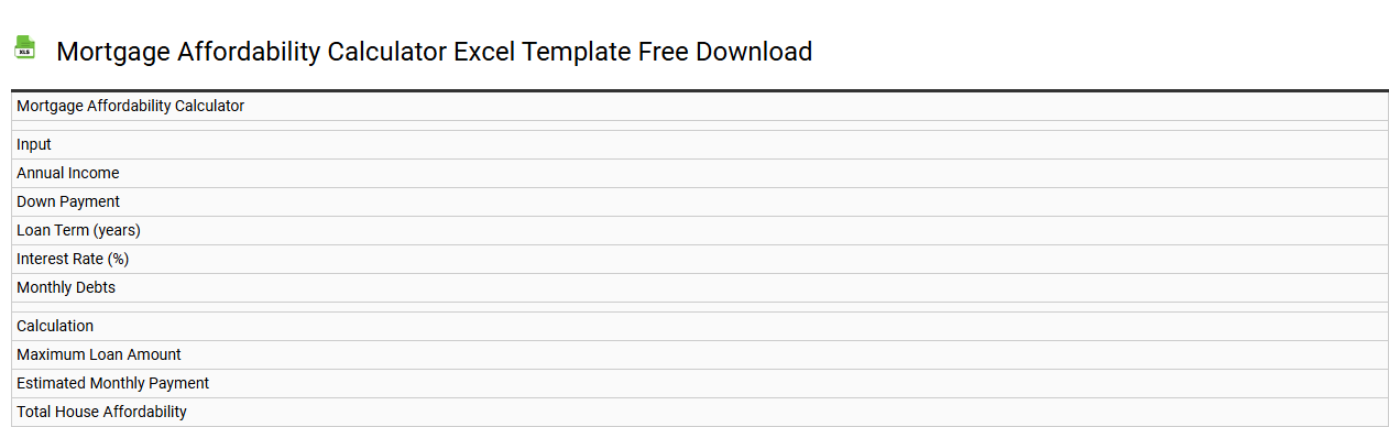 Mortgage affordability calculator Excel template free download