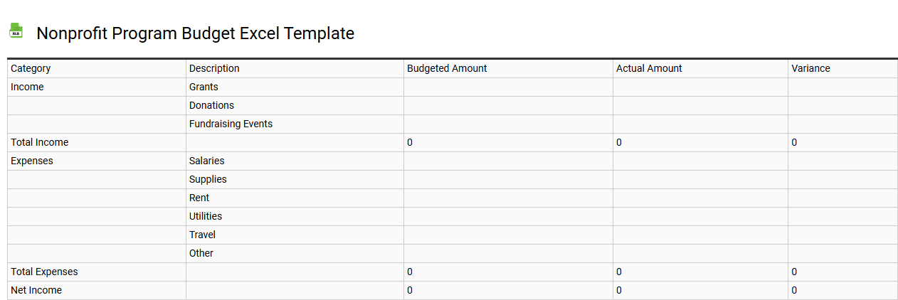 Nonprofit program budget Excel template