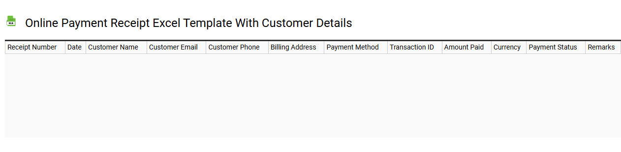 Online payment receipt Excel template with customer details