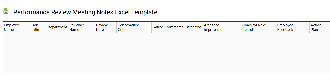 Performance review meeting notes Excel template