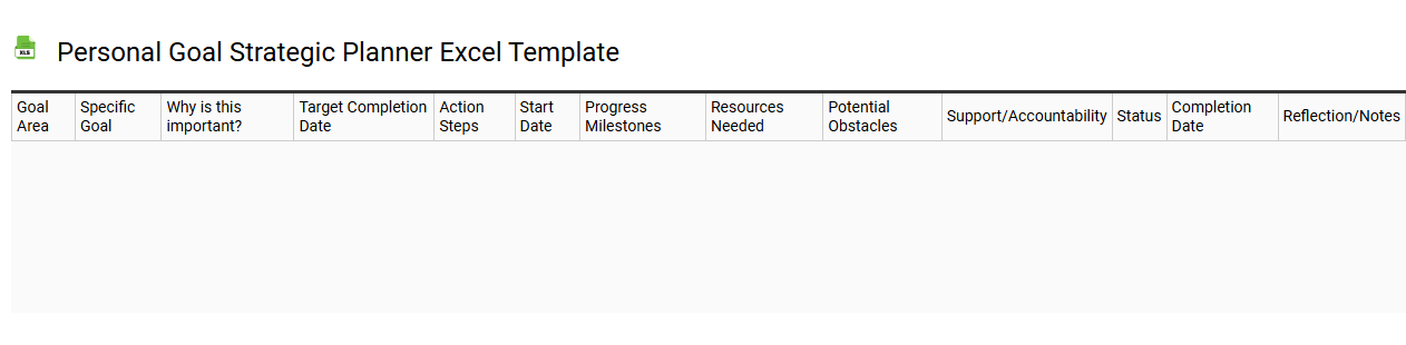 Personal goal strategic planner Excel template