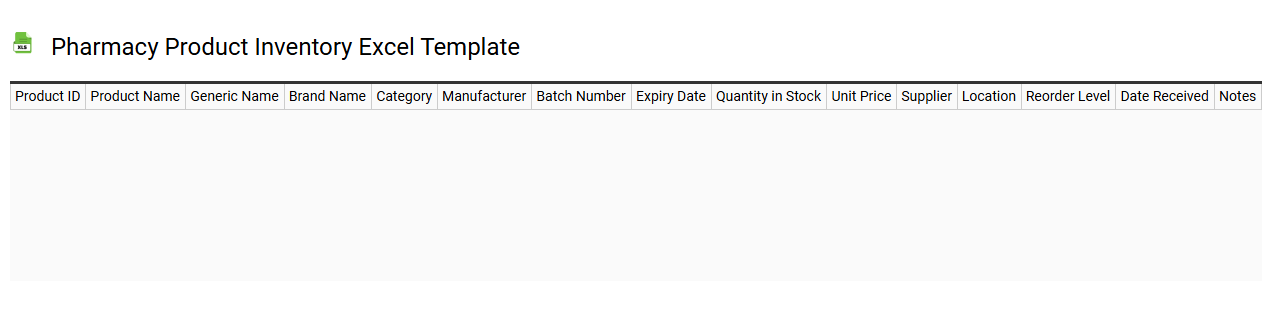 Pharmacy product inventory Excel template