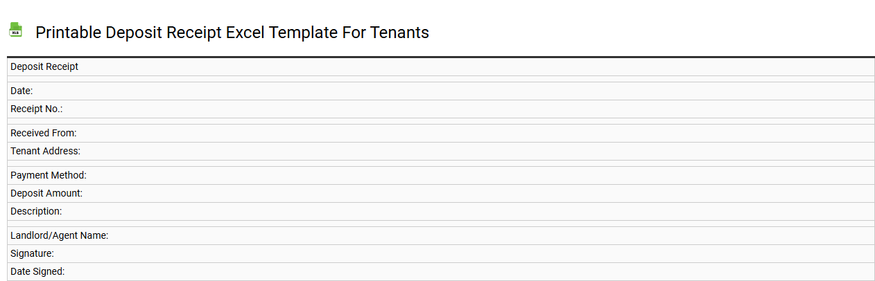 Printable deposit receipt Excel template for tenants