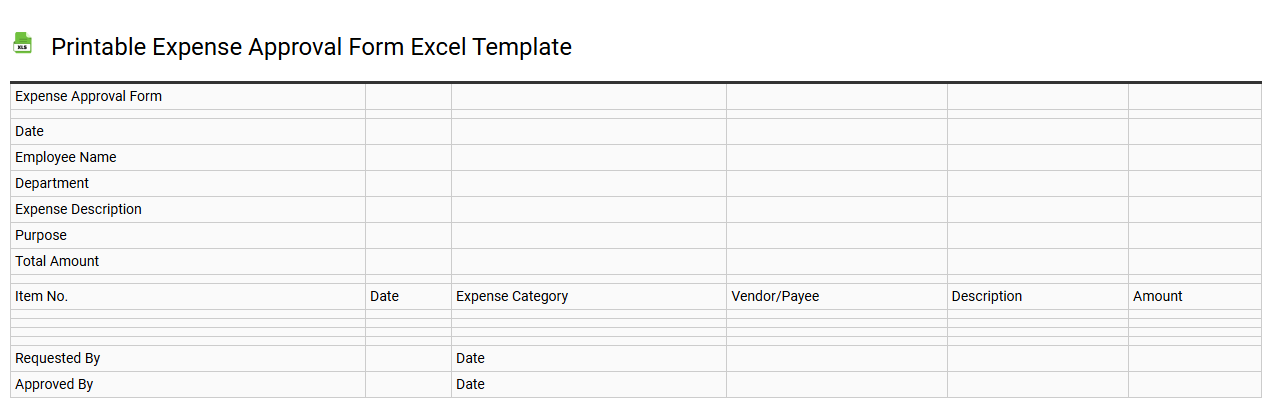 Printable expense approval form Excel template