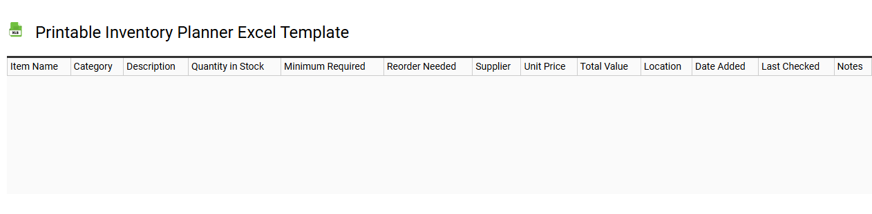 Printable inventory planner Excel template
