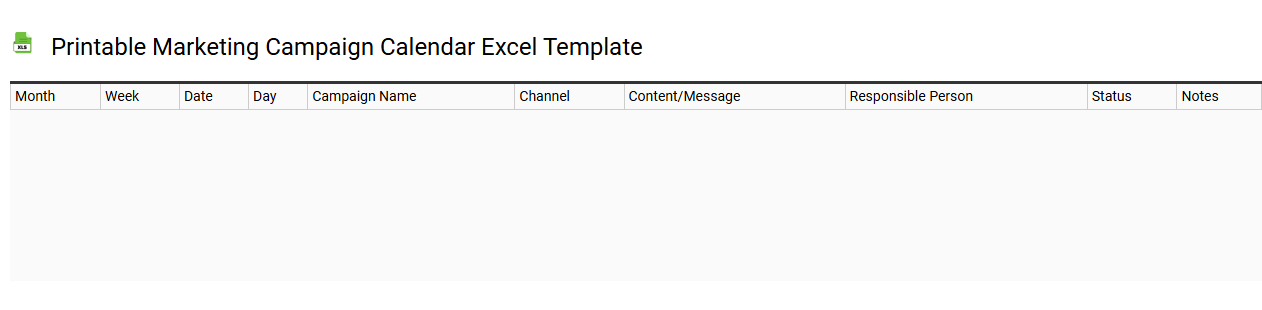 Printable marketing campaign calendar Excel template