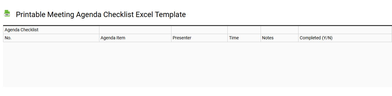 Printable meeting agenda checklist Excel template