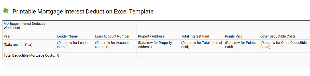 Printable mortgage interest deduction Excel template