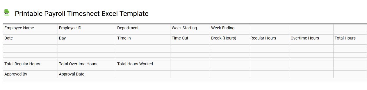 Printable payroll timesheet Excel template