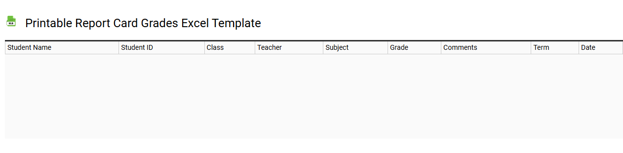 Printable report card grades Excel template