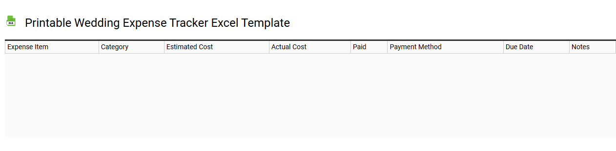 Printable wedding expense tracker Excel template