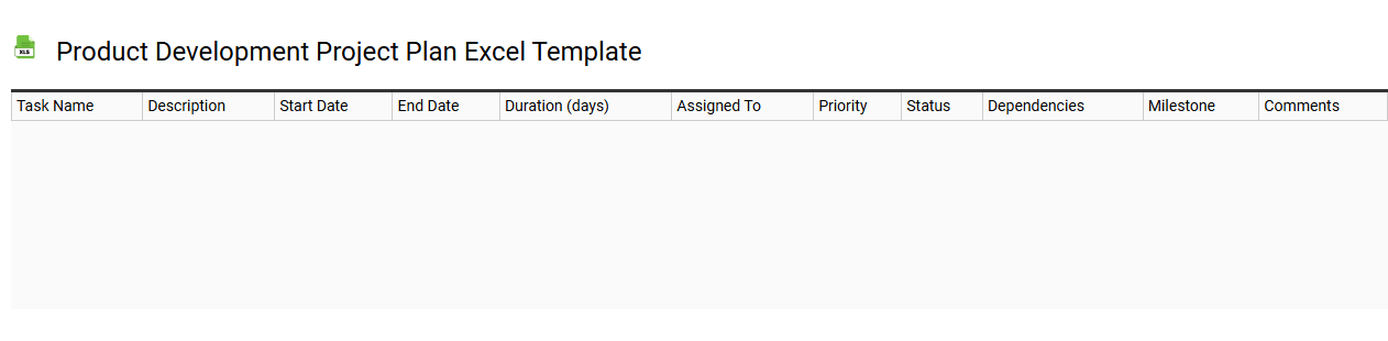 Product development project plan Excel template