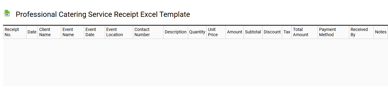 Professional catering service receipt Excel template