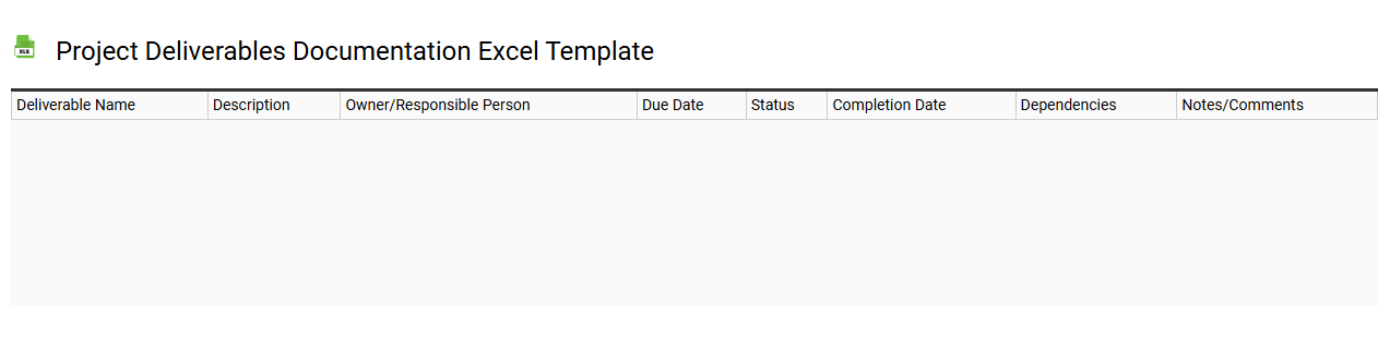 Project deliverables documentation Excel template
