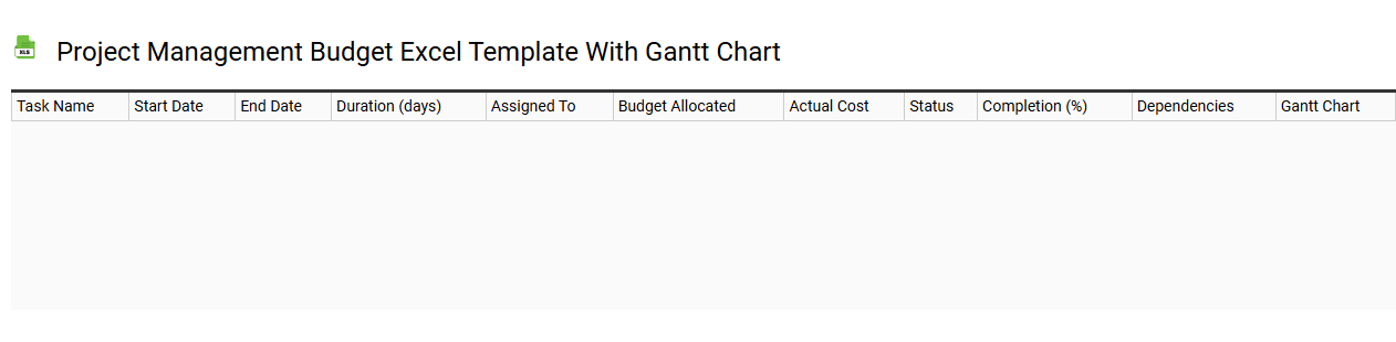 Project management budget Excel template with Gantt chart