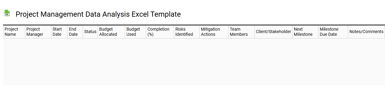 Project management data analysis Excel template