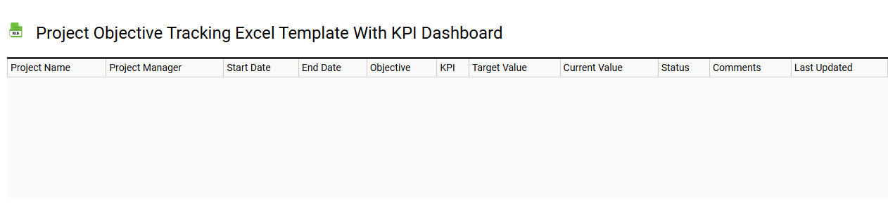 Project objective tracking Excel template with KPI dashboard