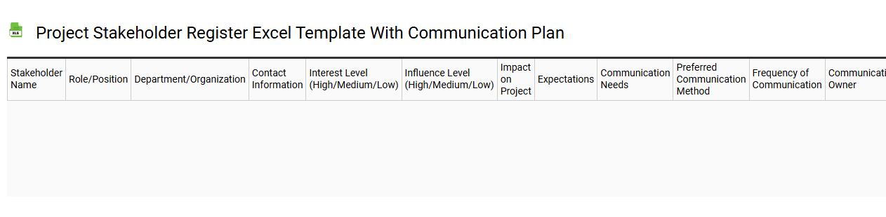 Project stakeholder register Excel template with communication plan