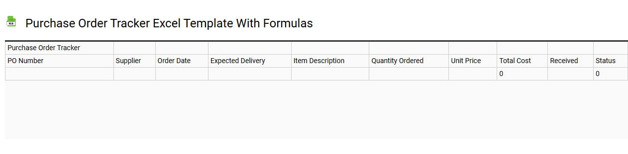 Purchase order tracker Excel template with formulas