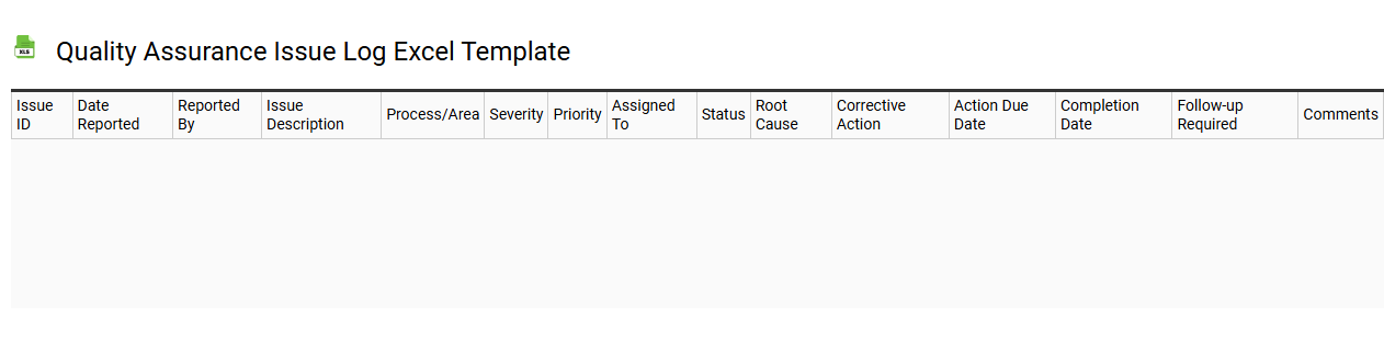 Quality assurance issue log Excel template